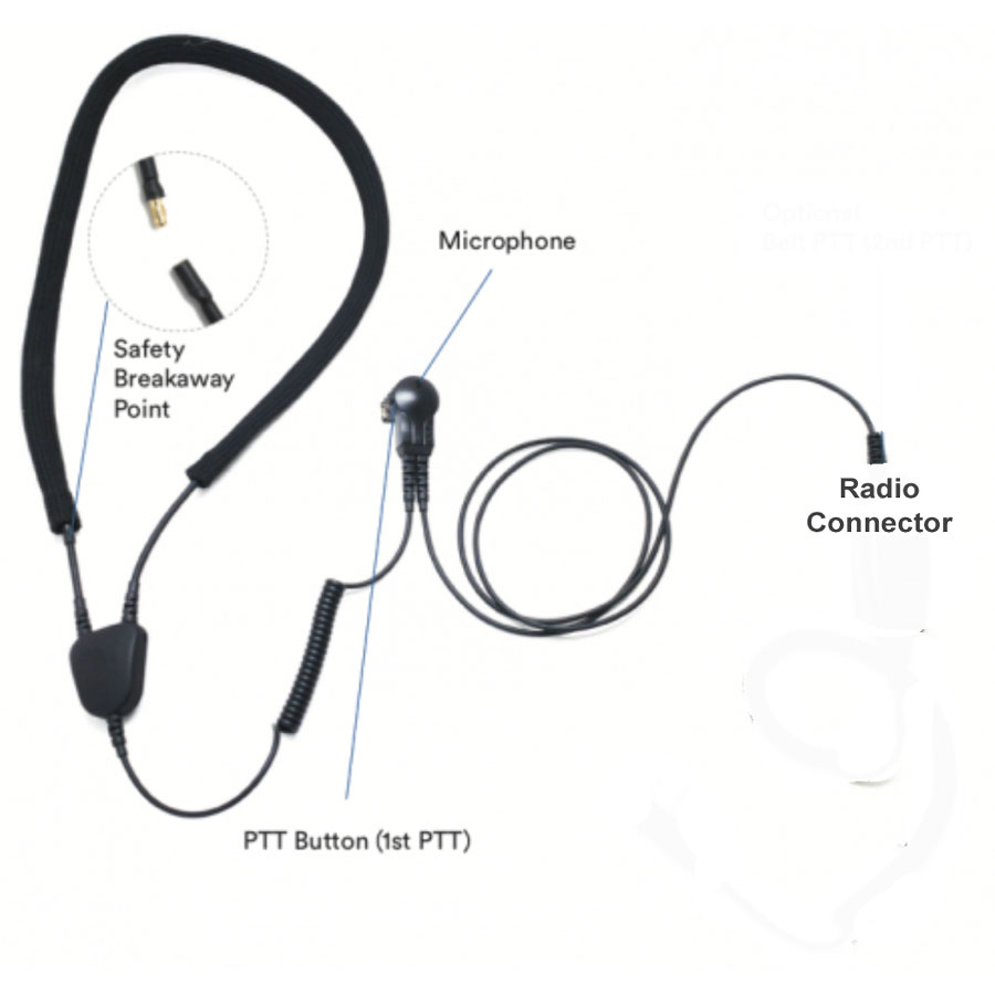 ARC IN002 Industrial Neckloop, Mic/PTT's for 3M Peltor Earplugs